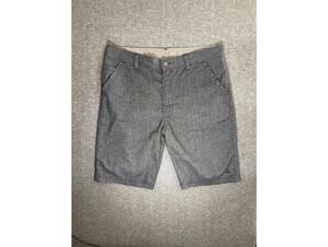 prAna Gray Men's Casual Hemp Shorts with Subtle Stripe Pattern - Size 36 (38)